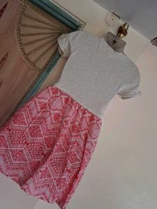 Women's Grey &amp; Pink Printed Dress