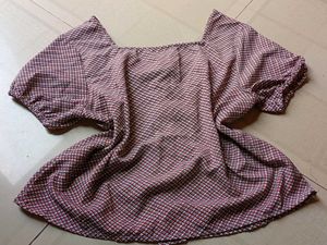 Chic Plaid Puff Sleeve Top