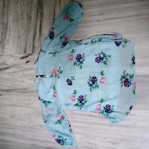 Light Blue Floral Print Kurta