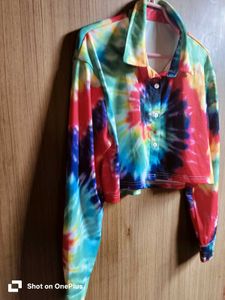 Colorful Tie-Dye Cropped Shirt
