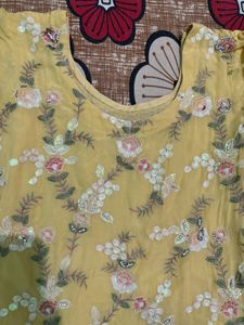 Yellow Embroidered Kurta