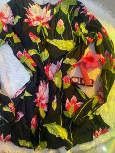 Black Floral Kurta