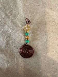 Unique Wire Wrapped Gemstone Pendant-  Copper
