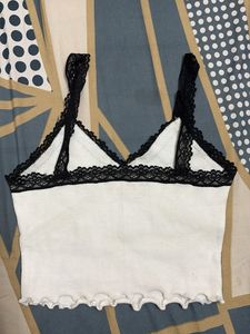 White Lace Trim Cami Top