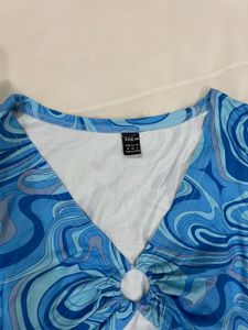 Blue Swirl Cut-Out Mini Dress