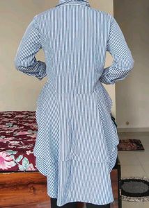 Chic Striped Peplum Button-Up Shirt