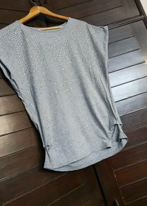 Women Grey Embellished Top