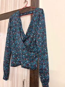 Stylish Floral Print V-Neck Top