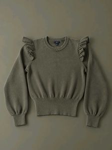 OLIVE  RUFFLE SHOULDER SWEATER