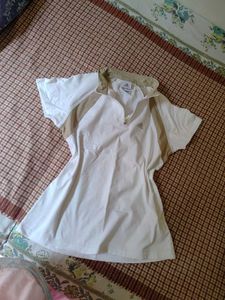 Adidas White & Tan Athletic Top