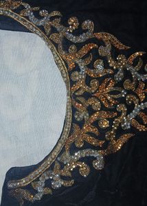 Black &amp;golden Combination Havey Work Gown