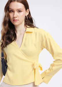 Chic Yellow Wrap Top