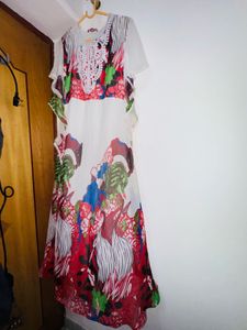 Vibrant Floral Print Kaftan Dress