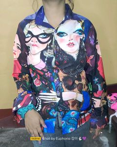 Unique Art Print Button-Down Shirt