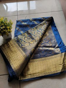 Elegant Blue &amp; Gold Saree