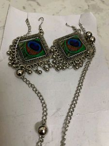 Boho Peacock Feather Jewellery Set
