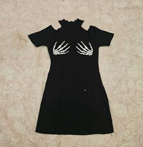 Black Skeleton Hand Graphic Dress