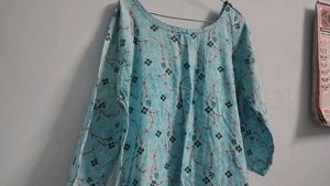 Light Blue Printed Kurta cotton 3xl