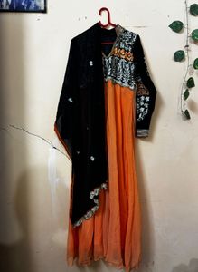 fix price Orange & Black Anarkali