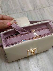 Elegant Cream &amp; Lilac Handbag