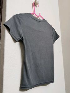 Fitted waist-snatching Grey Cut-out Ribbed Top