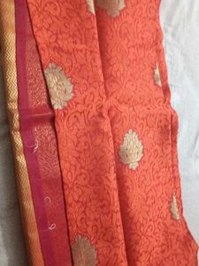 Elegant Red Banarasi Saree with xxl blouse