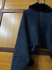 Stylish Blue Faux Fur Cape Shawl