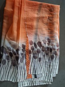 Elegant Orange Printed Saree