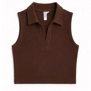 Sleeveless Cropped Polo Top