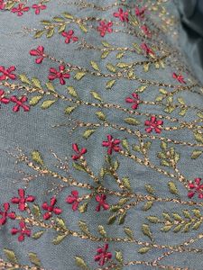 Flowy Midi Dress with Floral Embroidery