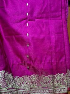 Magenta Silk Saree with Silver Border