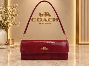 Coach White Croc Embossed Shoulder Bag