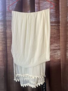 Sheer White Dupatta with Pom Poms