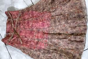 Skirt Organza Fabric Printed Long Skir