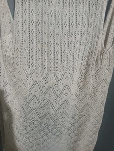 Beige Knitted Sleeveless Cardigan