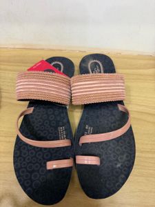 Stylish Pink & Black Flat Sandals