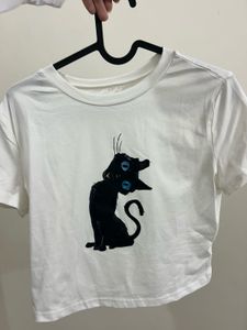 Cute Black Cat Graphic T-Shirt
