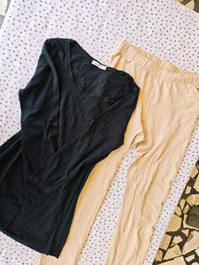 Comfy Black Top &amp; Beige trousers set