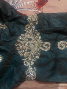 Embellished Teal Silk gown