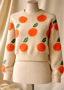 Cute Orange Print Sweater