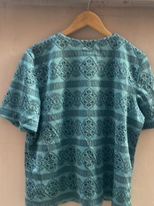 Blue Printed Short Sleeve Top