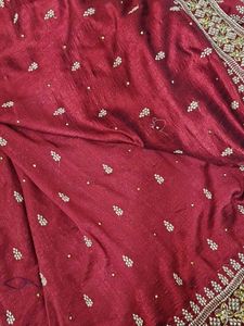 NEW Maroon Embroidered Silk Saree