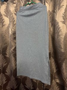 Light Grey Maxi Skirt With A Slit One Side