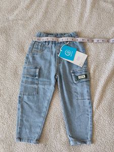 Unisex Stylish Light Wash Cargo Jeans for Kids