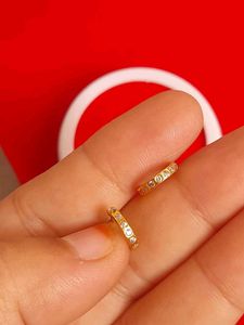 Gold Hoop Earrings with Stones