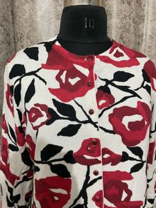 floral button-up cardigan