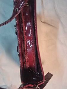 Chic Burgundy Patent Leather Shoulder Bag