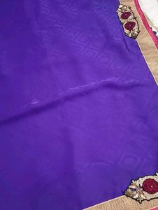Beautiful Violet Colour Saree With Blouse 🤩