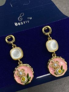 Enamel Floral Drop Earrings