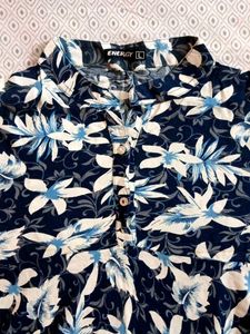 Blue Floral Print Tunic Top